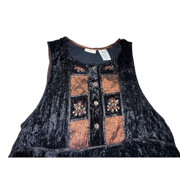 Vintage 90s White Stag Velvet Dress with Rust Embroidery Detail Sz Small - Picture 4 of 4